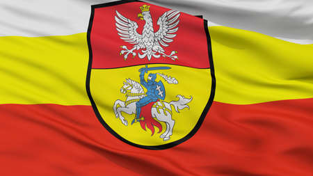 Bialystok City Flag, Country Poland, Closeup Viewの写真素材