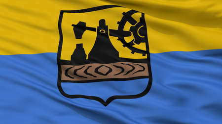 Katowice City Flag, Country Poland, Closeup Viewの写真素材