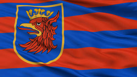 Szczecin City Flag, Country Poland, Closeup Viewの写真素材