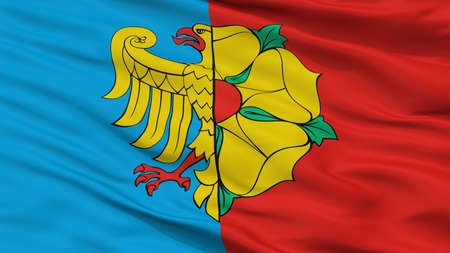 Wodzislaw Slaski City Flag, Country Poland, Closeup Viewの写真素材