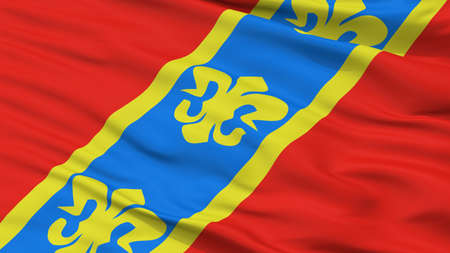 Krasnokamsk City Flag, Country Russia, Perm Krai, Closeup Viewの写真素材