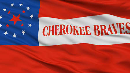 Cherokee Braves Indian Flag, Closeup View, 3D Rendering