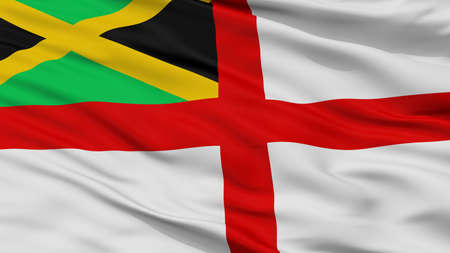 Jamaica Naval Ensign Flag, Closeup View, 3D Renderingの写真素材