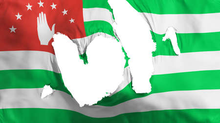 Ragged Abkhazia flag, white background, 3d renderingの写真素材