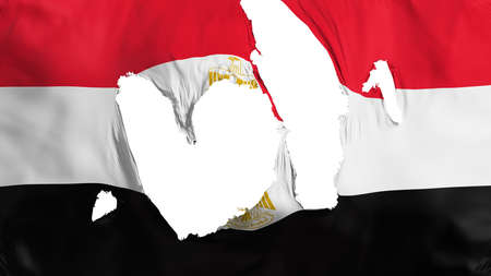 Ragged Egypt flag, white background, 3d renderingの写真素材