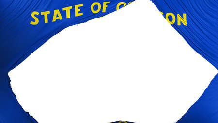Divided Oregon state flag, white background, 3d renderingの写真素材