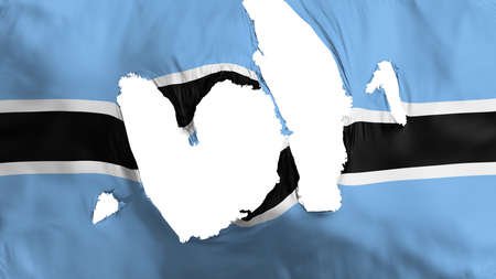 Ragged Botswana flag, white background, 3d renderingの写真素材