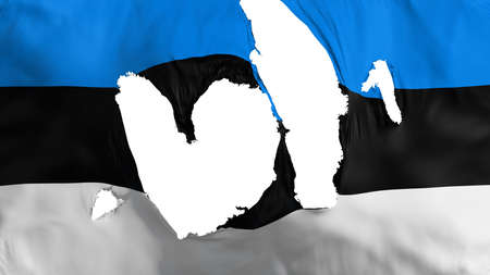 Ragged Estonia flag, white background, 3d renderingの写真素材