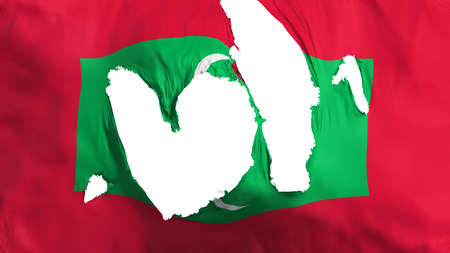 Ragged Maldives flag, white background, 3d renderingの写真素材