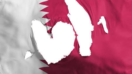 Ragged Qatar flag, white background, 3d rendering