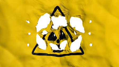 Holes in Radiation flag, white background, 3d renderingの写真素材