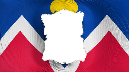 Square hole in the Denver city, capital of Colorado state flag, white background, 3d renderingの写真素材