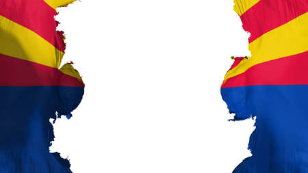 Blasted Arizona state flag, against white background, 3d renderingの写真素材