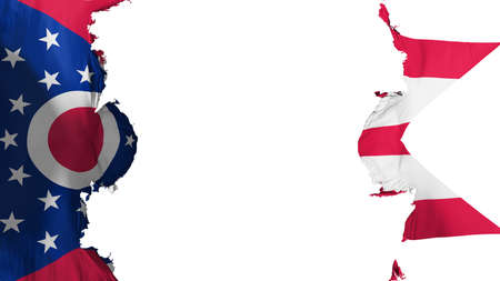 Blasted Ohio state flag, against white background, 3d renderingの写真素材