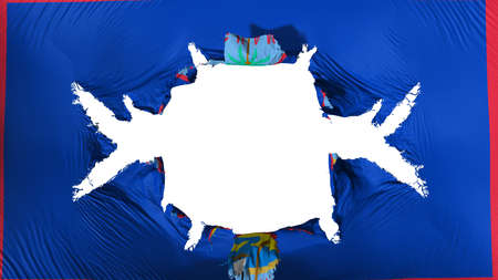 Guam state flag with a big hole, white background, 3d renderingの写真素材