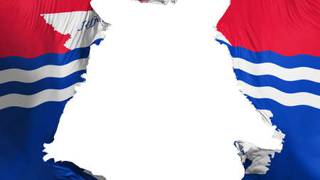 Jefferson city, capital of Missouri state flag ripped apart, white background, 3d renderingの写真素材