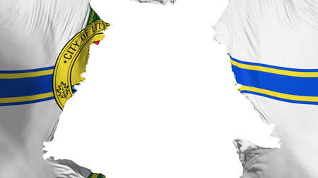 Little Rock city, capital of Arkansas state flag ripped apart, white background, 3d renderingの写真素材