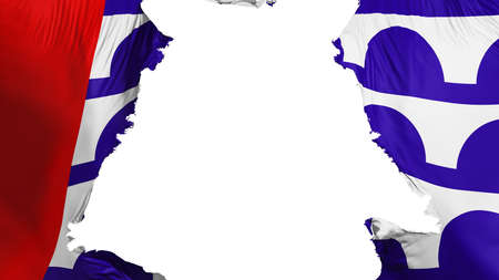 Des Moines city, capital of Iowa state flag ripped apart, white background, 3d renderingの写真素材