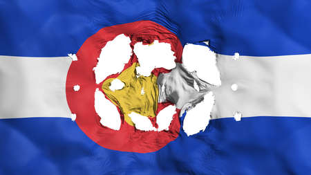 Holes in Colorado state flag, white background, 3d renderingの写真素材