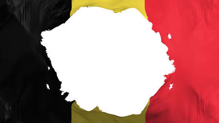 Broken Belgium flag, white background, 3d renderingの写真素材