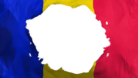 Broken Andorra flag, white background, 3d renderingの写真素材