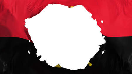 Broken Angola flag, white background, 3d renderingの写真素材
