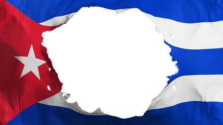 Broken Cuba flag, white background, 3d renderingの写真素材