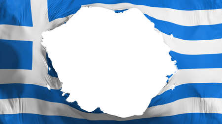 Broken Greece flag, white background, 3d renderingの写真素材
