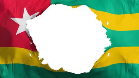 Broken Togo flag, white background, 3d renderingの写真素材
