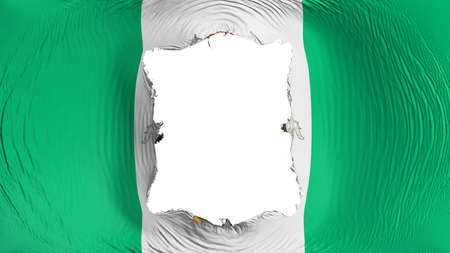 Square hole in the Abuja, capital of Nigeria flag, white background, 3d renderingの写真素材