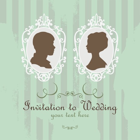 vector retro card can be used for invitation on weddingのイラスト素材