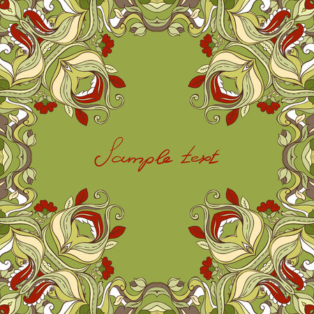 Vector floral green ornate frame  Vector floral frameのイラスト素材