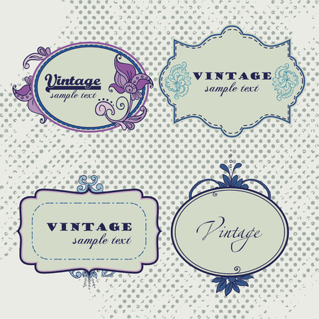 Vector Vintage frames. Scrapbooks tagsのイラスト素材