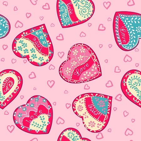 Seamless Pink wallpapers hearts backgroundのイラスト素材
