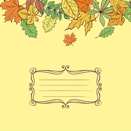 Vector Autamn Leaves Card. Frame for textのイラスト素材