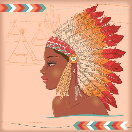 Vector American Indian beautiful girl.のイラスト素材