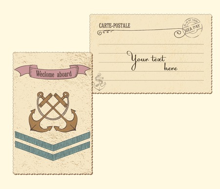 Vintage Vector Marine Postcardのイラスト素材