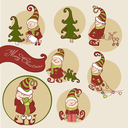 Set of Christmas Gnomeのイラスト素材