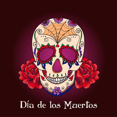 Sugar Skull with ornamentのイラスト素材