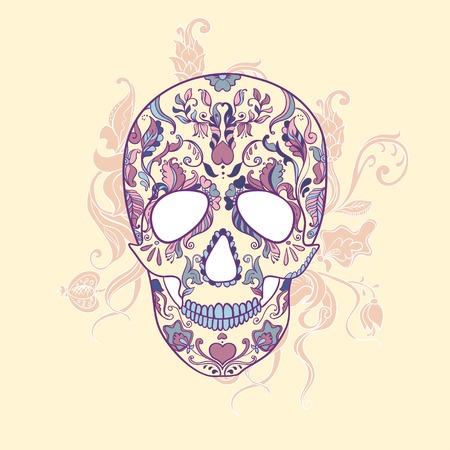 Sugar Skull with ornamentのイラスト素材