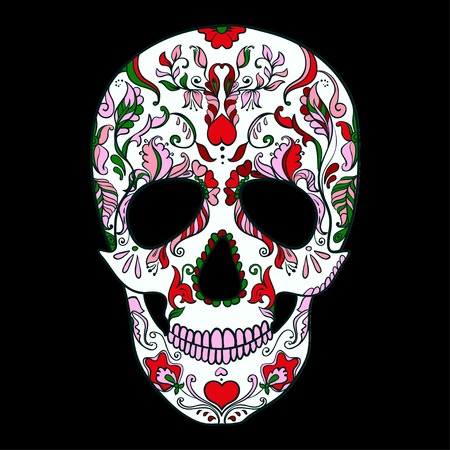 Sugar Skull with ornamentのイラスト素材
