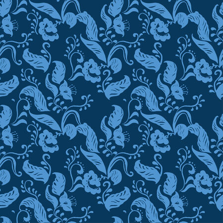 Vector Blue Seamless floral ornament patternのイラスト素材