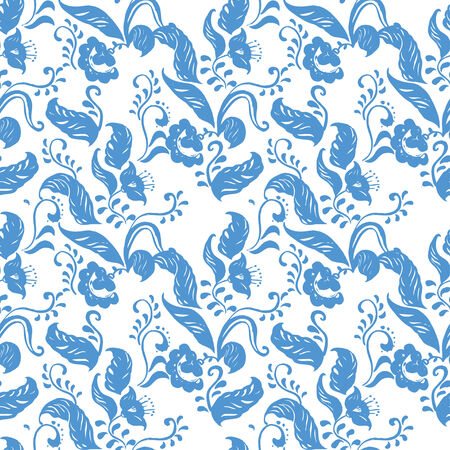 Vector Blue Seamless floral ornament patternのイラスト素材