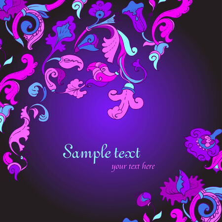 Vector Blue amazing card with Flowersのイラスト素材