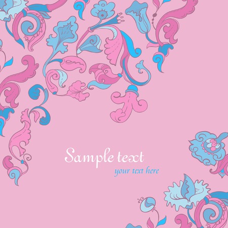 Vector Blue amazing card with Flowersのイラスト素材