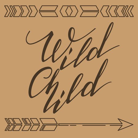Handwritten Lettering. Inspirational Quote Wild Child. Vector illustrationのイラスト素材