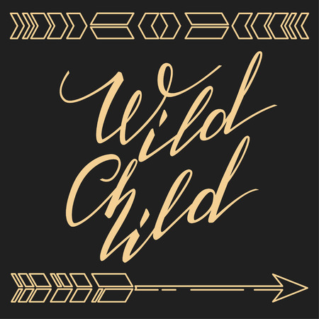 Handwritten Lettering. Inspirational Quote Wild Child. Vector illustrationのイラスト素材