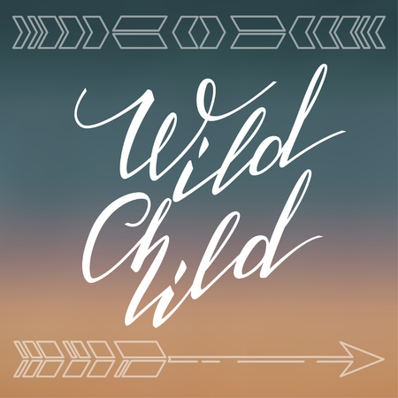 Handwritten Lettering. Inspirational Quote Wild Child. Vector illustrationのイラスト素材