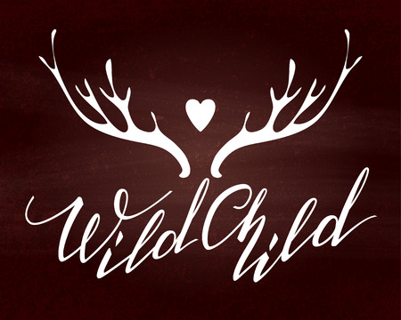 Handwritten Lettering. Inspirational Quote Wild Child. Vector illustrationのイラスト素材