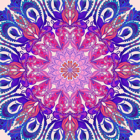 Vector Mandala background. Round Indian Ornamentのイラスト素材
